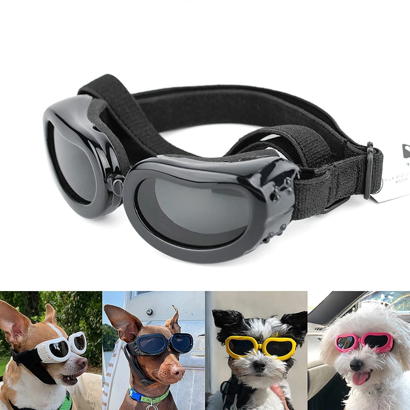 Occhiali da sole pieghevoli per cani da compagnia di moda nuovi occhiali di protezione UV impermeabili rosa cinturino regolabile accessori per cani da ciclismo all'aperto