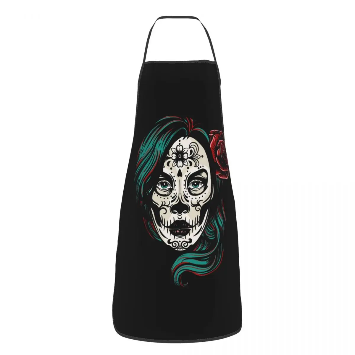 Vintage Sugar Skull Rose Bib Apron Men Women Unisex Kitchen Chef Day Of The Dead Tablier Cuisine for Cooking Baking Gardening