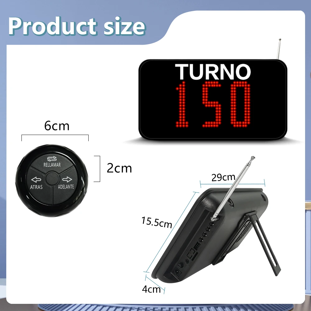 Wireless Queue Management System Take A Number Machine Ticket Dispenser Turn O Matic 3-Digit Screen with Control Next Button