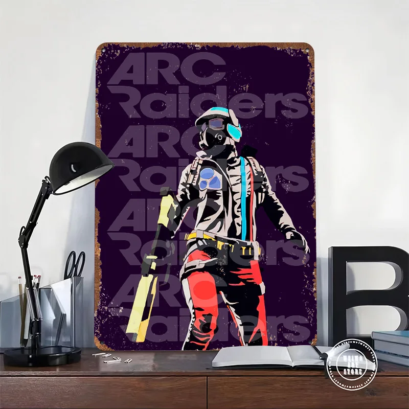 Neon Sign Arc Raiders Character Metal Poster Customized Wall Art Retro Vintage Metal Signs for Man Cave Home Decorations House