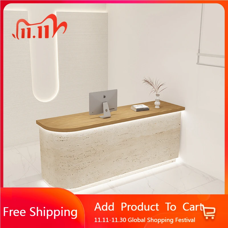 

Front Desk Stands Reception Desks Wood Checkout Reception Display Reception Desks Led Lights Corner Mostrador Trendy Furniture