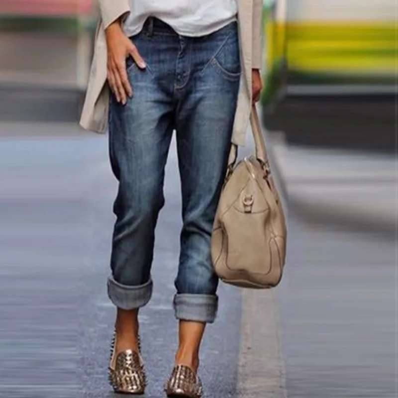 Mom Jeans Women Casual High Waist Denim Trousers Button Zipper Straight Pant Y2k Streetwear Ankle Lenth 2025 Spring Pants