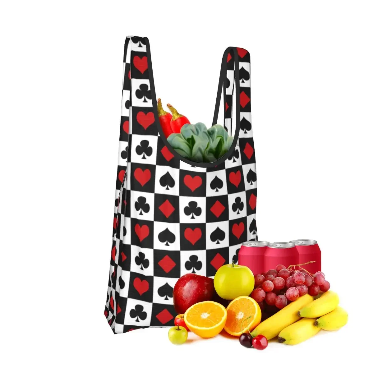 Playing Card Shopping Bag Portable Tote Bags Reusable Shoulder Shopper Bag Grocery Handbag