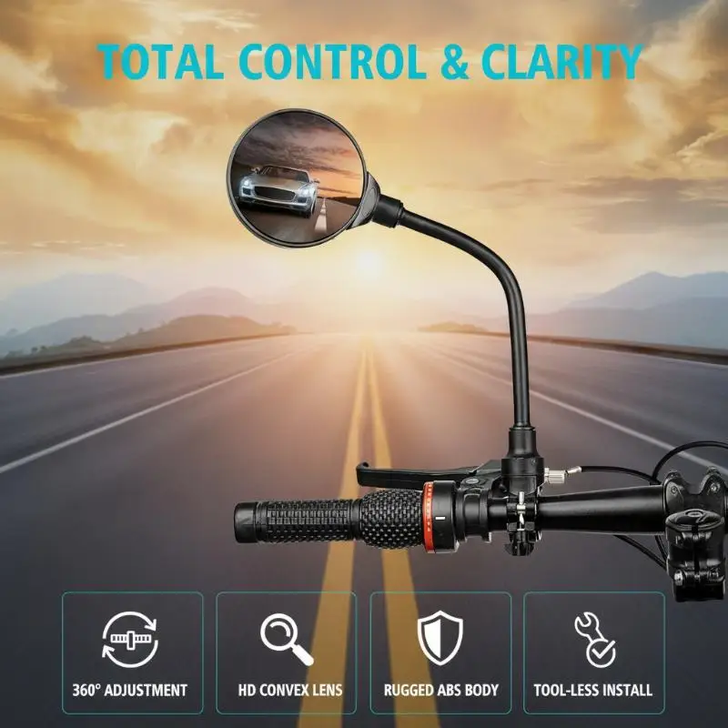 New E-Bike Rearview Mirror 360° Rotatable HD Wide Angle Anti-glare Universal for Mountain Road Bikes Cycling Safety Accessory