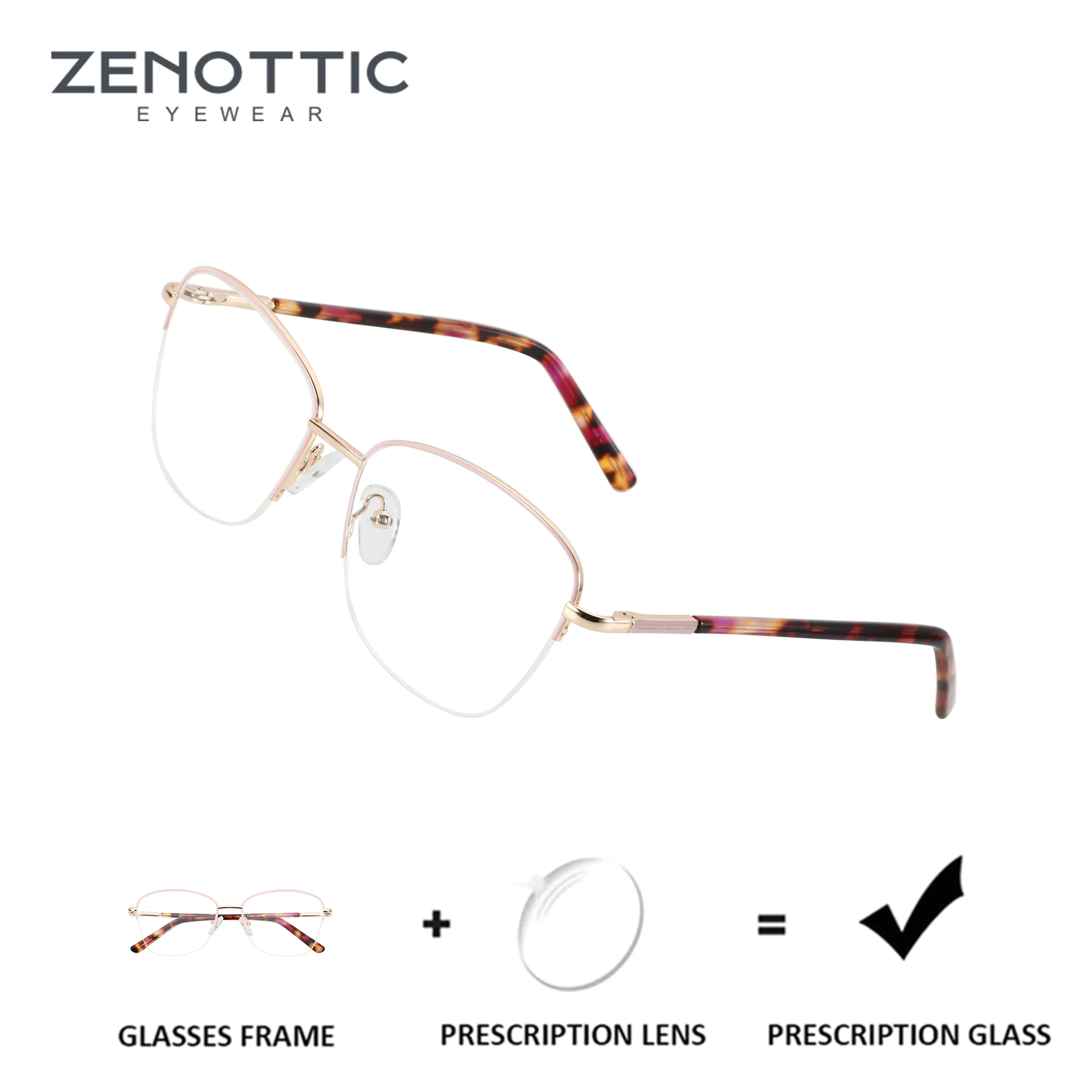 

Женские металлические очки ZENOTTIC с полуоправой в форме бабочки, фотохромные мультифокальные оптические линзы с защитой от синего света, очки для коррекции близорукости