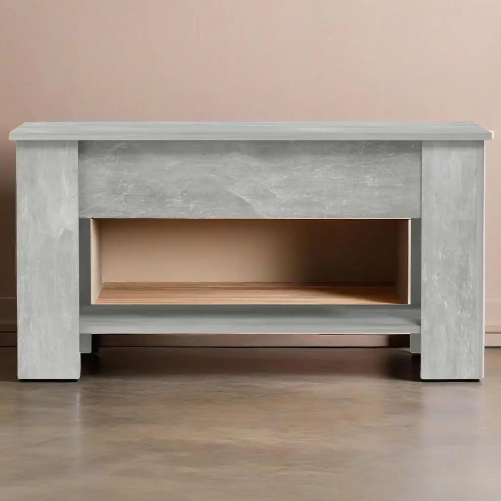 Gray Concrete Coffee Table 39.8x19.3x20.5 Modern Engineered Wood Furniture