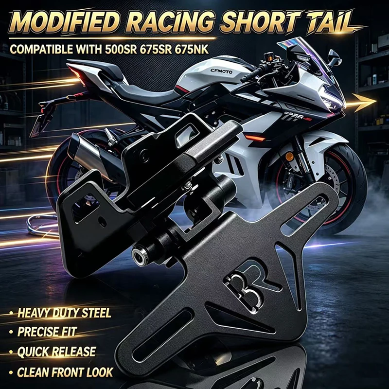 New For CFMOTO 675SR 675SR-R 500SR 675NK Foldable Motorcycle Accessories 675sr Black License Plate Holder Fender Eliminator Kit