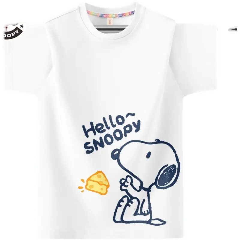 Snoopy Boy Short-Sleeved T-Shirt - Pure Cotton Loose Fit Children's T-Shirt - Summer Lightweight Top - Summer Clothing