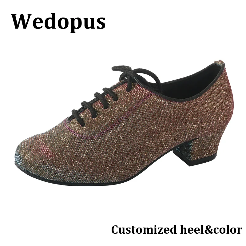 

Wedopus Customized Women's 4.5CM Heels Teaching&Practice Shoes Ballroom Dance Shoes Suede Sole Elastic Fabric