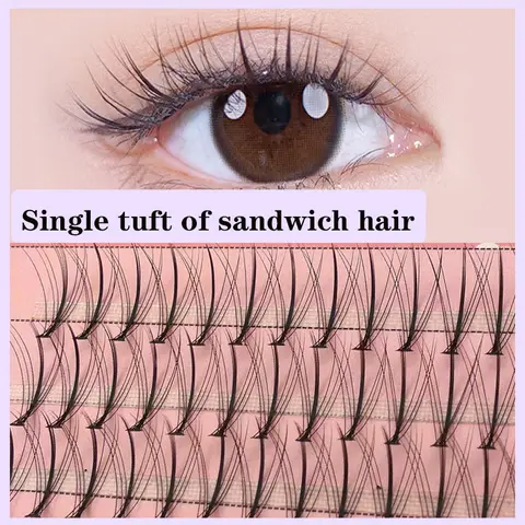 Anlinnet Professional Makeup 60 Clusters Personal Cluster Eyelash Single Tuft of M Sandwich Eyelash Grafting False Eyelashes