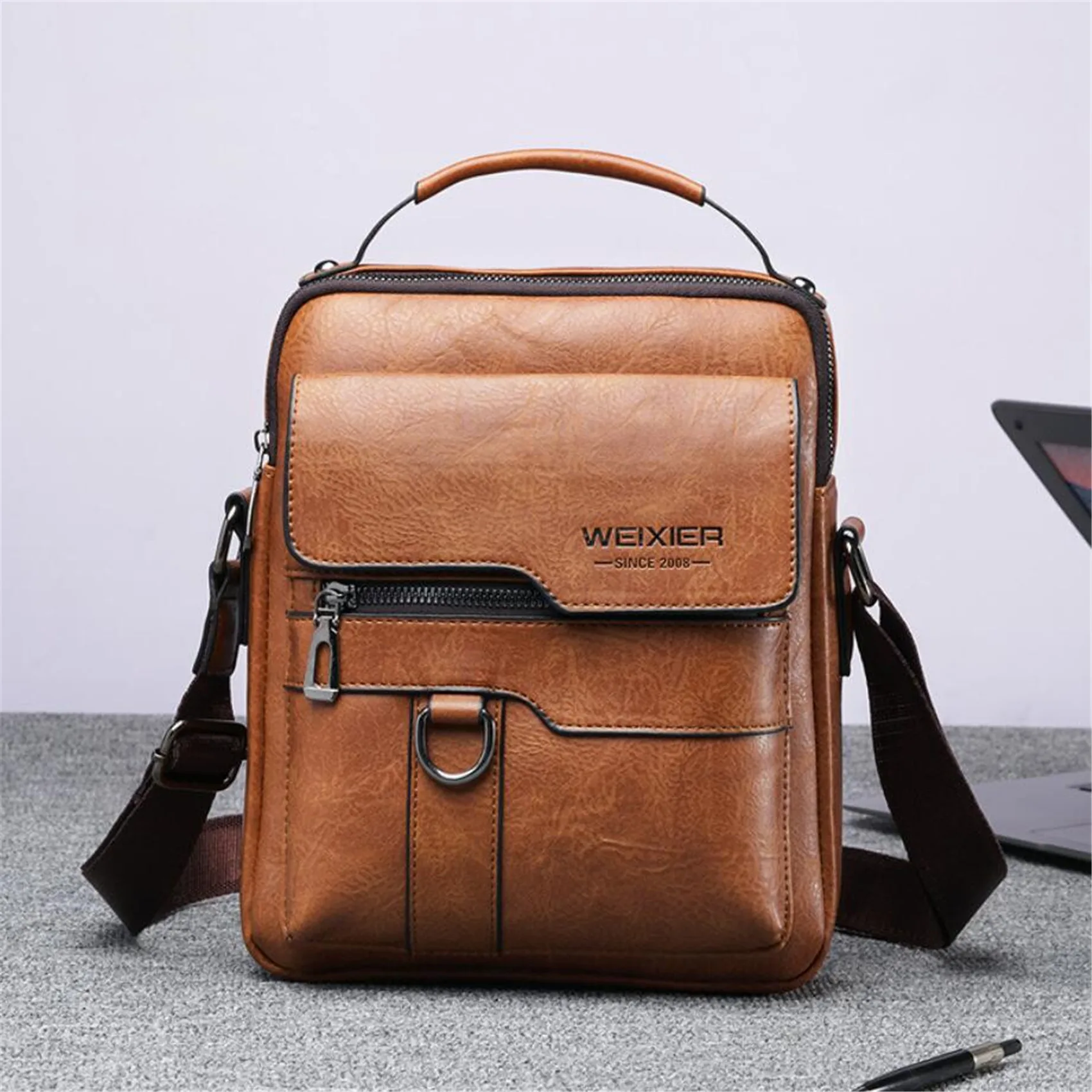 Classic Vintage Men Shoulder Bag Leather PU Business Men Crossbody Bag High Quality Designer Handle Handbag for Men Travel Bag