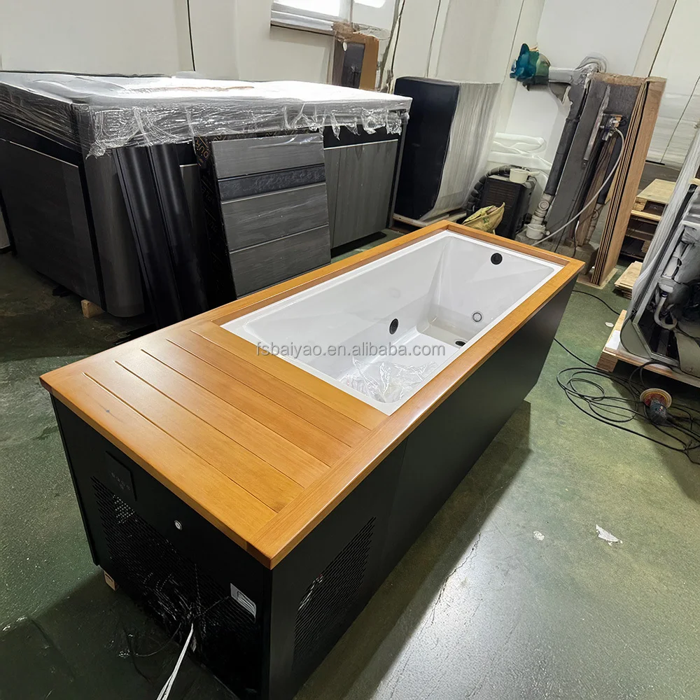 New Model Cold Plunge Wooden Acrylic Ice Baths Spa Tubs Cold Plunge And Sauna Set Therapy Tub With Cold Chiller And Ozone