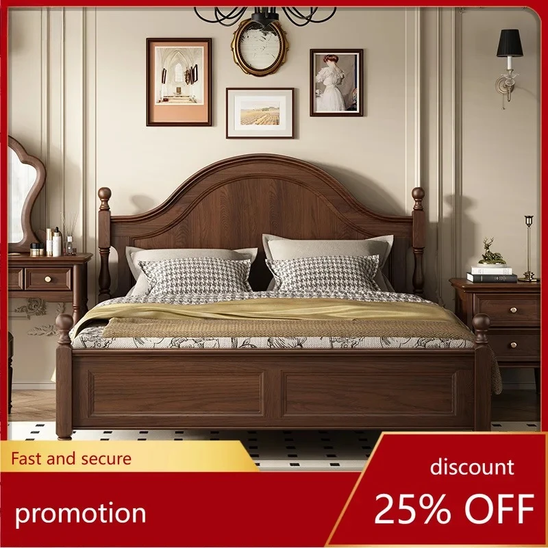 Solid Wood Bed with Air Pressure Storage, Master Bedroom Storage Double Bed