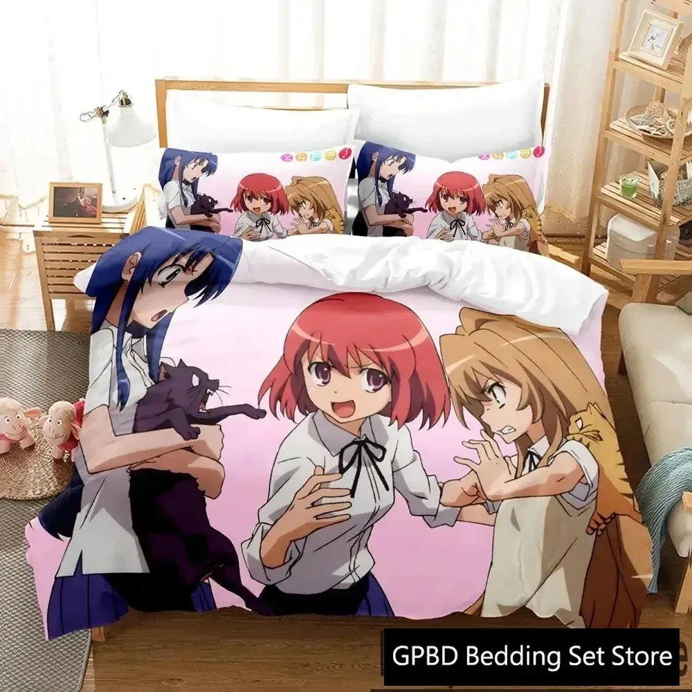 Anime Toradora TIGER DRAGON Bedding Set Boys Girls Twin Queen King Size Duvet Cover Pillowcase Bed boys Adult Home Textileextile