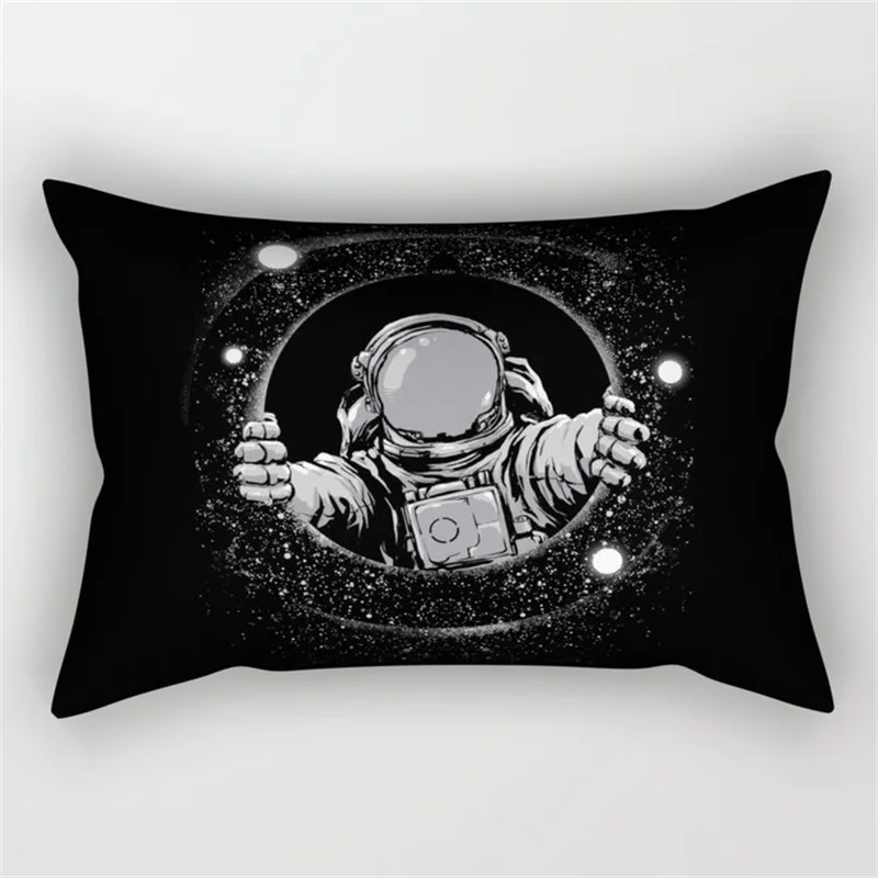 30x50cm Black Spaceman Polyester Cushion Cover Waist Throw Pillowcase Astronaut Moon Panda Pillow Case Room Home Decoration