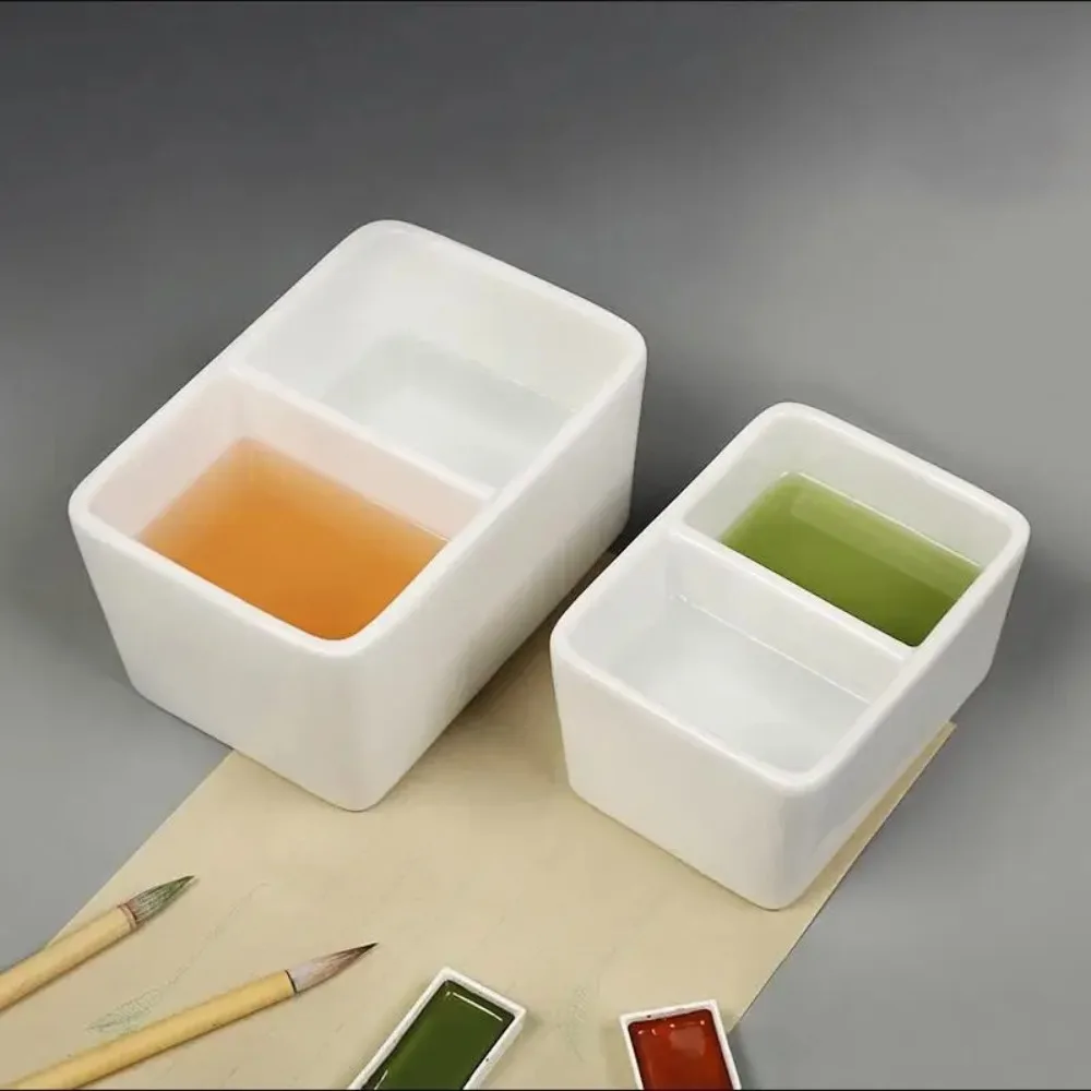 Painting Tool Ceramic Washing Palette Ceramic Ink Plate Watercolor Palette White Big Calligraphy Washer Watercolor