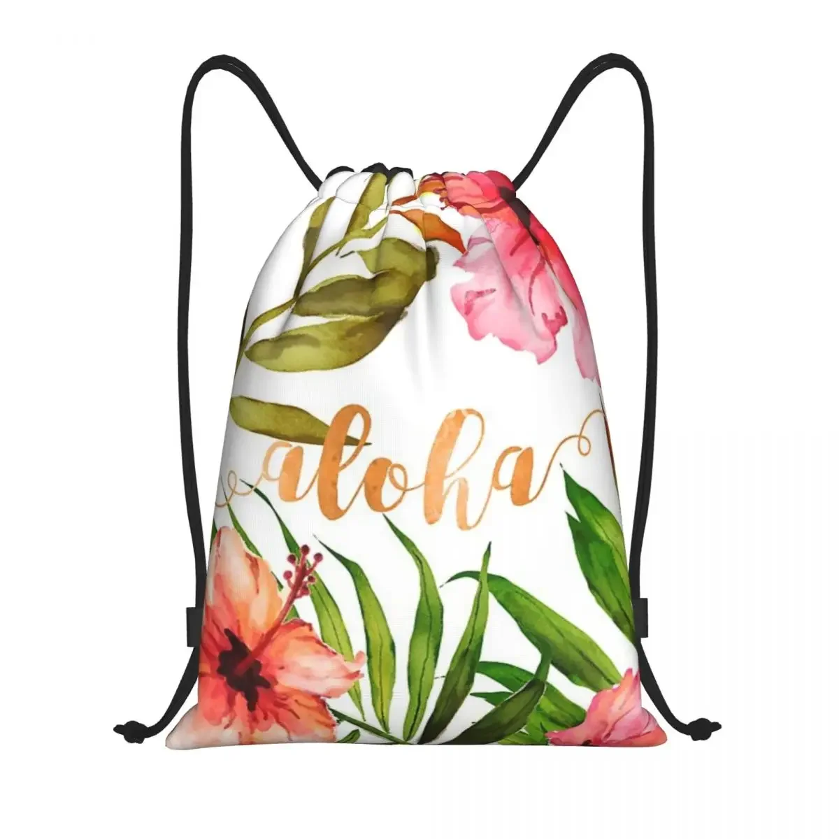 

Aloha Tropical Hawaiian Floral Watercolor Sports Drawstring Backpack Sport Fitness Travel Outdoor Sackpack