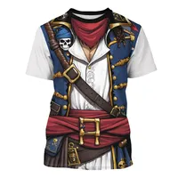 Pirate Captain Fun 3D Print Cosplay Tuxedo Men T-shirt Summer Daily Outdoor Sports Party Quick Dry Breathable Fashion Streetwear