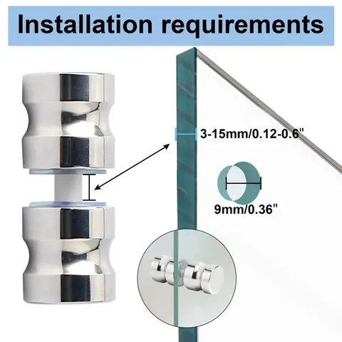 Snyggt duschdörrhandtag i glas, skjutdörrsknopp för dusch, dubbelsidiga dragdetaljer för badrumsdörrar i glas 8 best sales handdörr - №5