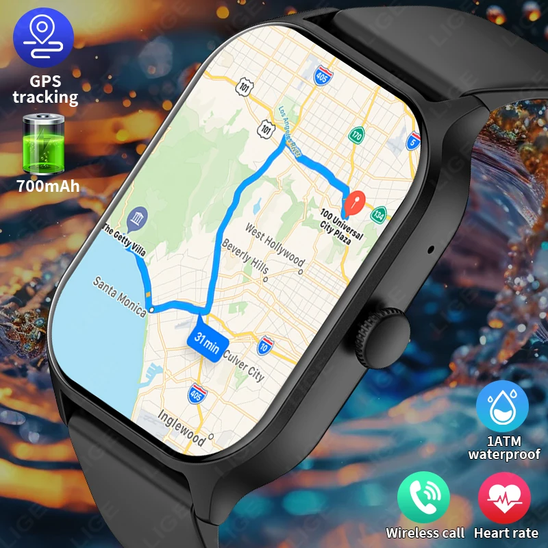 

Новые умные часы LIGE GPS с HD-экраном 2.01'', мониторингом сердечного ритма и сна, водонепроницаемостью 1ATM, спортивные часы для мужчин, фитнес-трекер.