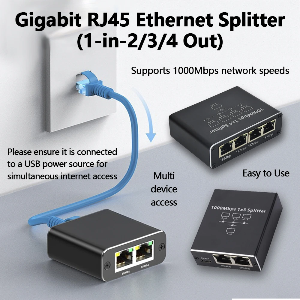 

RJ45 Network Port Splitter 1 to 2 Way Adapter for Dual Device Connectivity with Fast Speed
