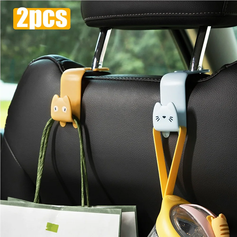 

2Pcs Car Cute Cartoon Seat Back Hook Rear Seat Hook Storage Rear Items Universal Hanger Bag Holder Car Accessories Decoration