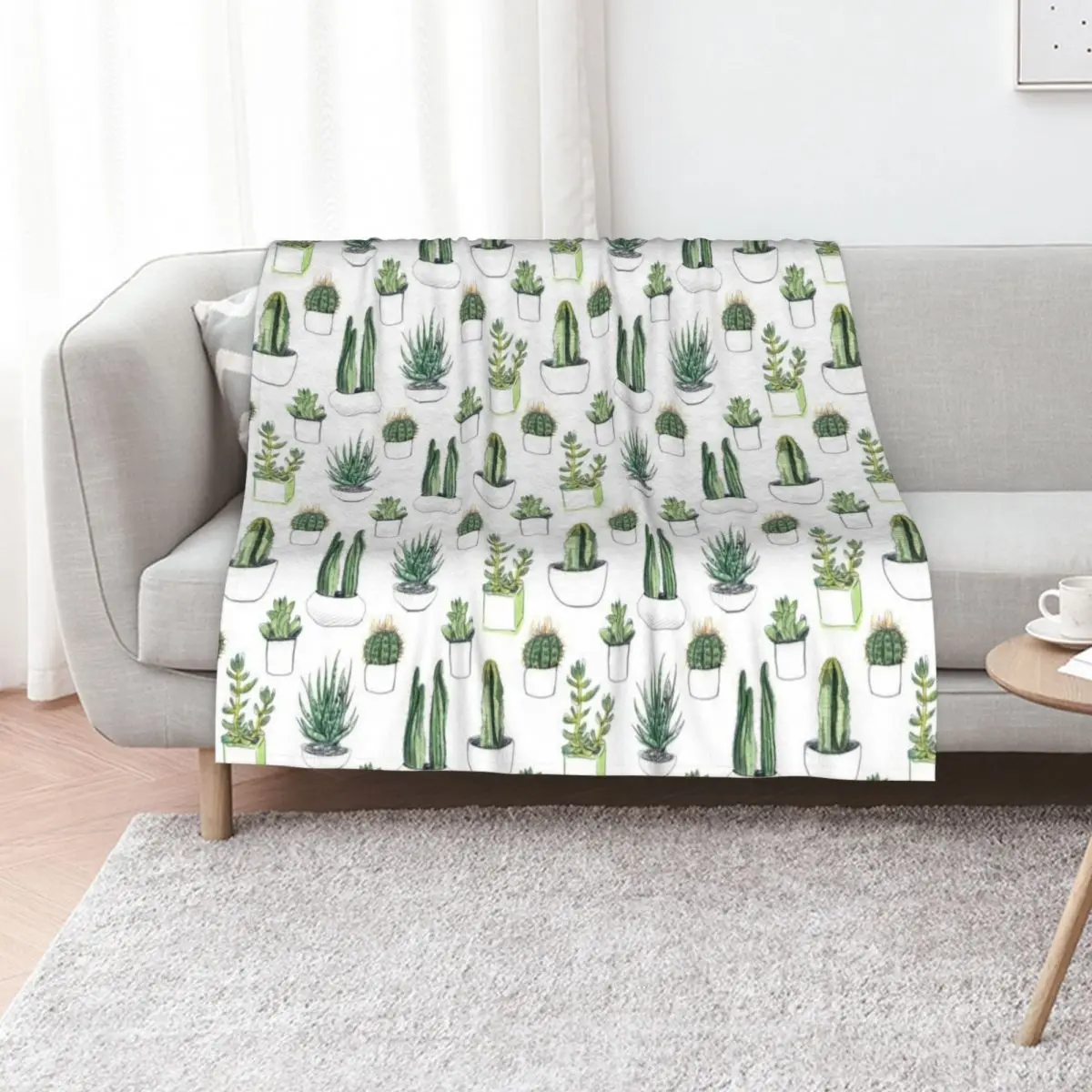 Watercolour cacti & succulents Throw Blanket Heavy Thermal Flannels blankets ands funny gift Hair Blankets