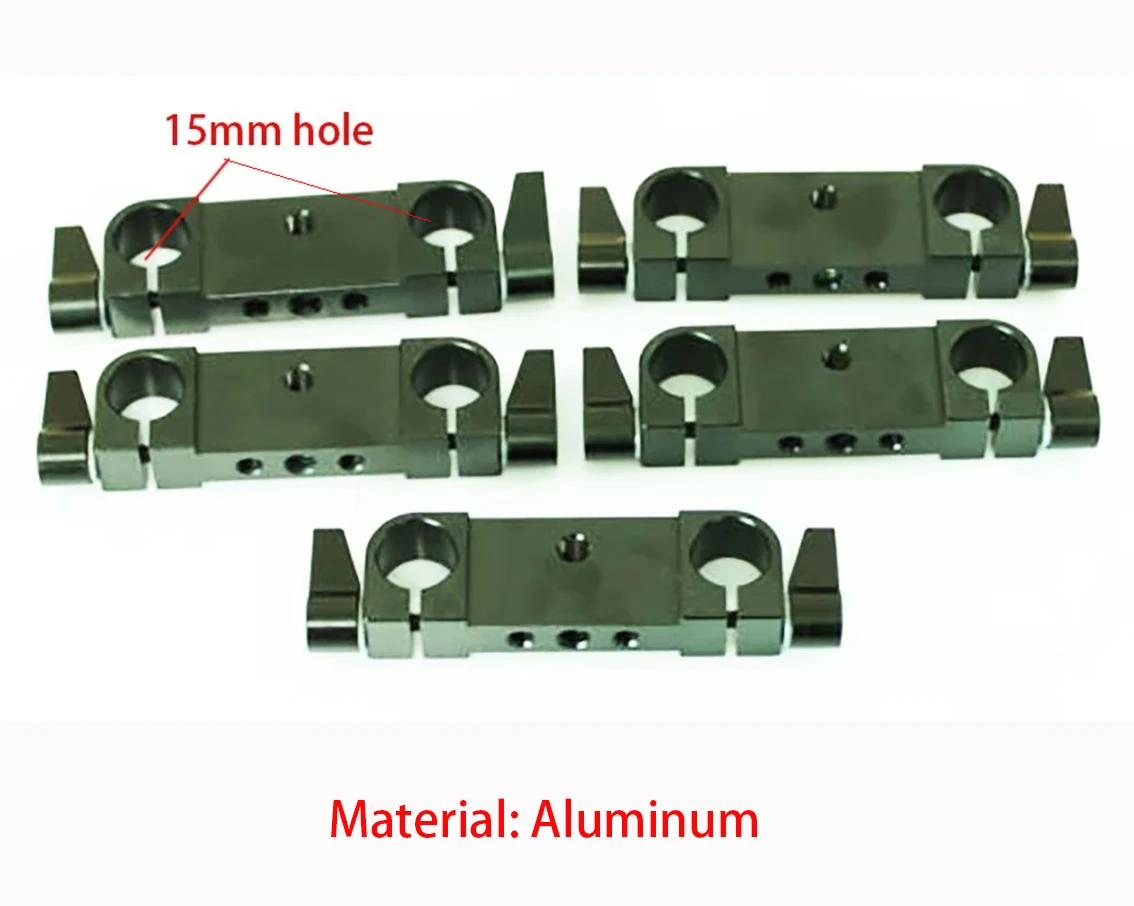 

5Pcs DSLR Rig Rod Clamp Rail Block For 15mm Rod Baseplate Mount Support 5D2 5D3 (pack of five) tripod camera, 1/4 and m5 screws