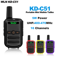 WLN KD-C51 Mini Walkie Talkie 5W UHF400-470MHz 16 Channels Portable Two Way Radios Hotels KTV Restaurants Waiter Intercom C51