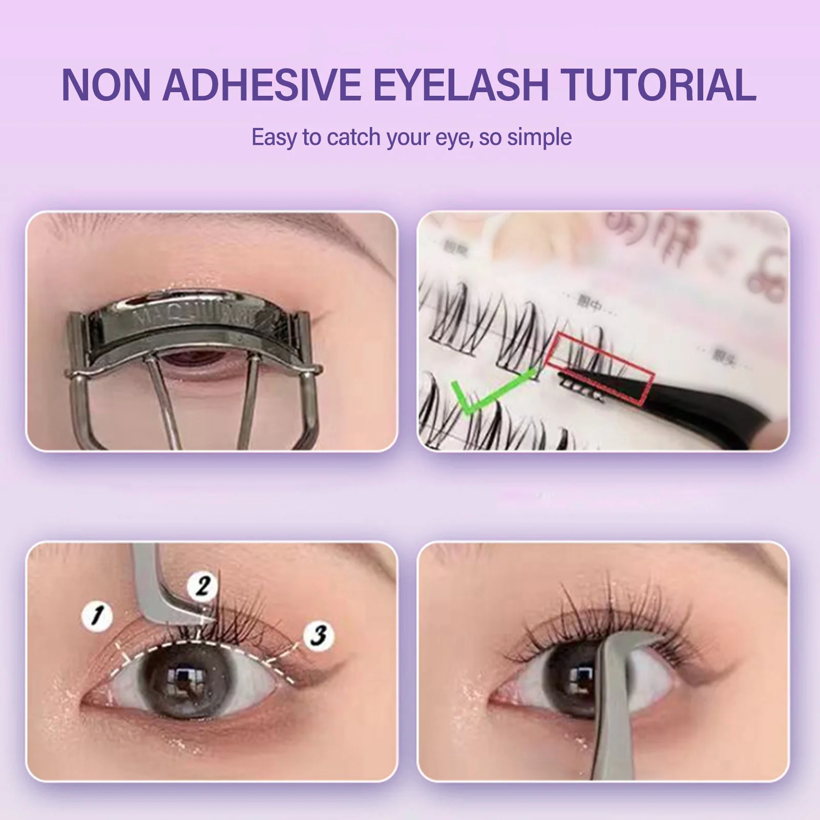 Lijmvrije Diy Lash Extensie Zelfklevende Wimpers Clusters Zonnebloem Doe-Het-Zelf Anime Ogen Wimpers Extensie Vergrote Ogen Make-Up