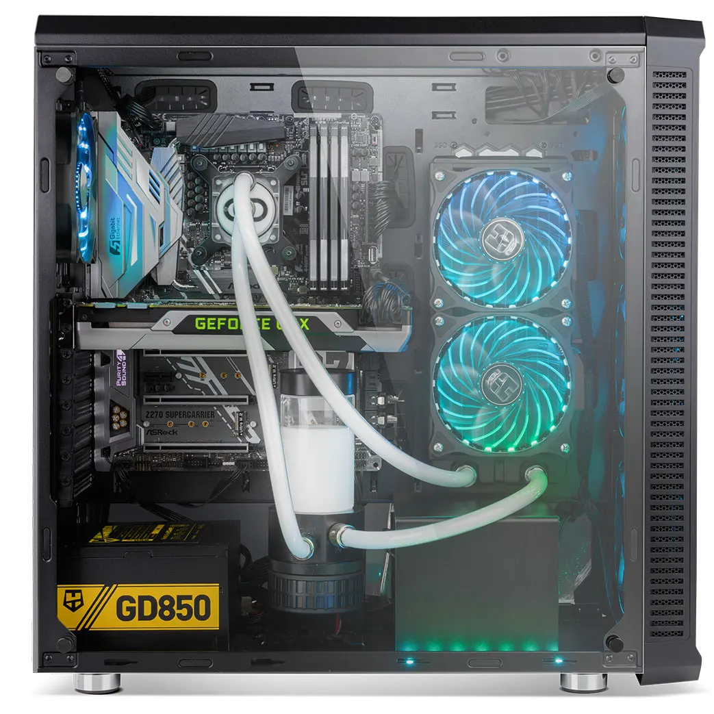 Computer Box Pc Desktop Tower Atx Hummer Tgx Rgb Crystal Temp Gaming-Nox