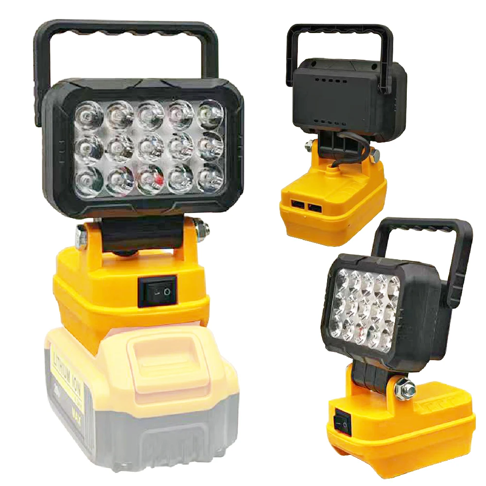 

Power Tool Parts for Makita for Milwaukee for Dewalt 18V Lithium Battery LED Work Lights Lamp Hand Lantern Spotlight USB Charger
