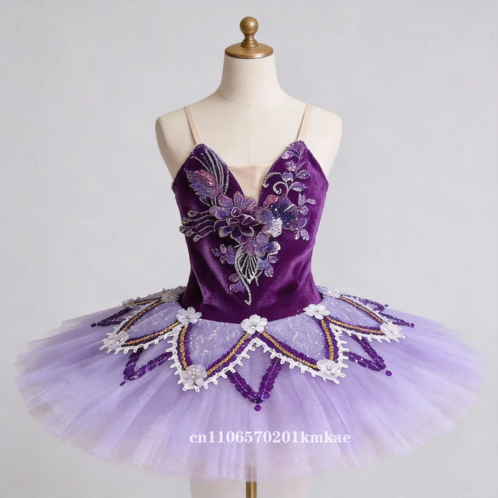 

Фиолетовая балетная юбка-пачка для девочек и женщин, профессиональное балетное платье с пайетками, костюм для соревнований по танцам, пышная юбка-пачка, одежда для балерины