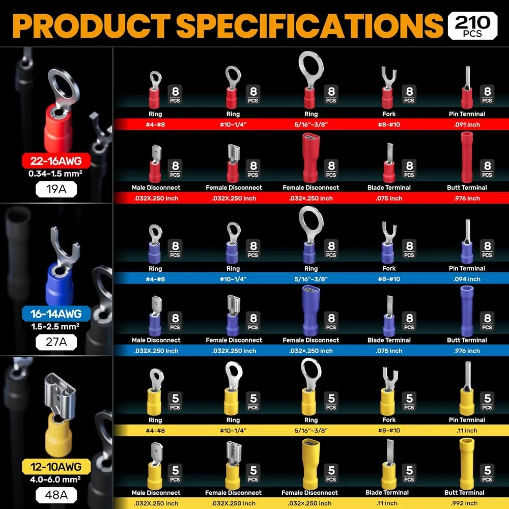 طقم مكشكش معزول بحجم 30 مع 210 محطة للعمل الكهربائي AWG 22-10