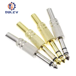 Gilding 6.35MM Jack Plug Male Mono Audio Connector Adapter 1/4Inch Male Soldering Audio Stereo Connectors