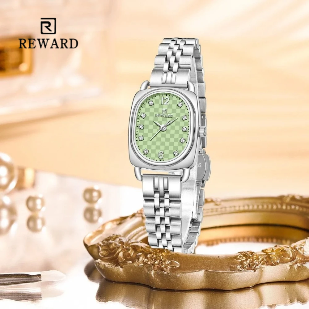 Reward 212060L Square Exquisite Steel Strip Women's Watch Waterproof Diamond Set Luxury Quartz Watches for Women Reloj Mujer