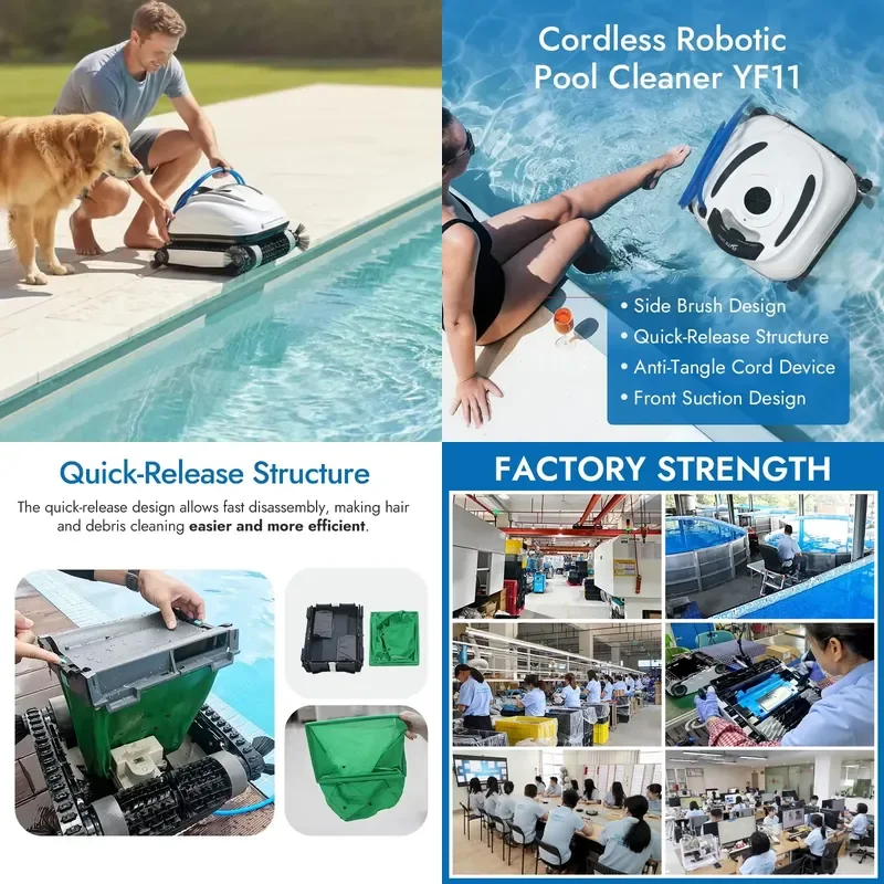STROVAN Wired High Quality Pool Robot Cleaner Strong Suction 6-Hour Runtime All-Surface Navigation IPX8 Waterproof Pools