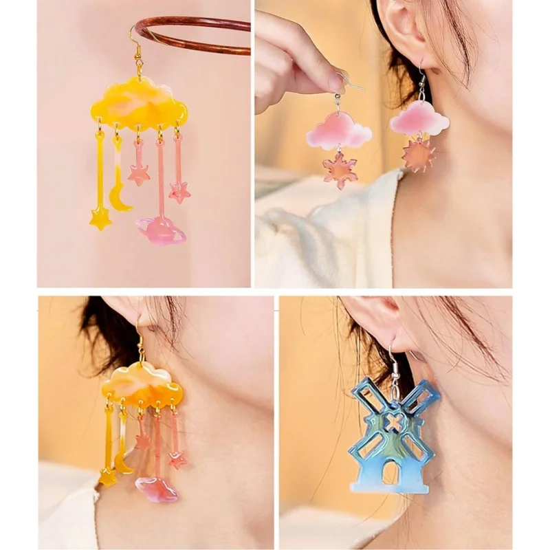 DIY Earrings Crystal Epoxy Resin Mushroom Vase Cloud Castle Musical Instrument Pendant Silicone Mold