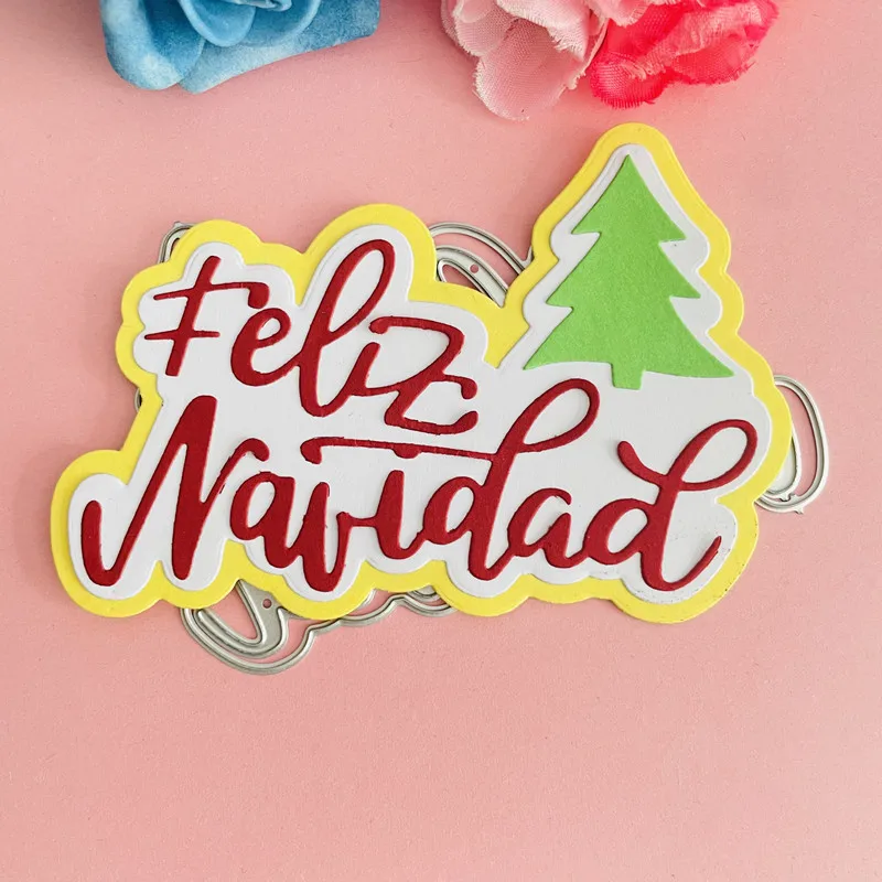 new spanish feliz navidad christmas tree Metal Cutting Dies DIY Scrapbook Paper Cards Embossing Craft Die Cut handmade craft