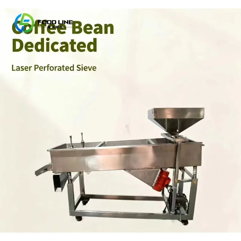 Customized Stainless Automatic Coffee Bean Linear Vibration Sifter Motor Driven High Efficiency High Grain Cleaning 300-500kg/h