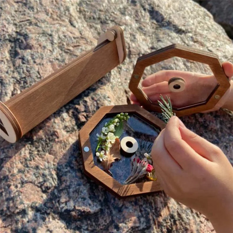 DELAM-Houten DIY Caleidoscoop Kit Peuter Roterende Caleidoscoop Set Caleidoscopische Kit 1Set