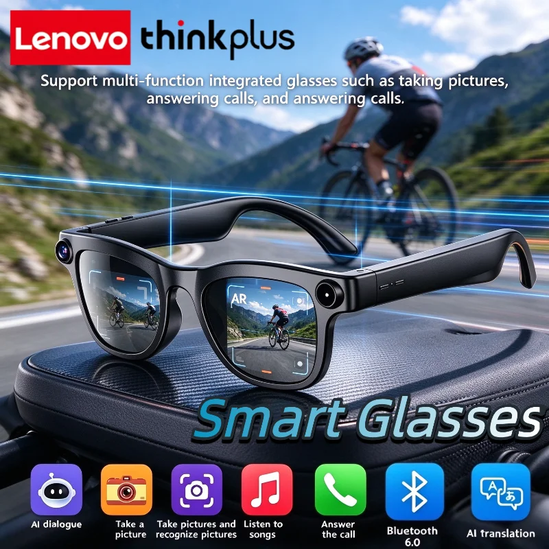Lenovo ThinkPlus AI Smart Glasses 30W Shooting Camera HD Photo Video Voice Call Translation Waterproof Bluetooth Glasses NEW