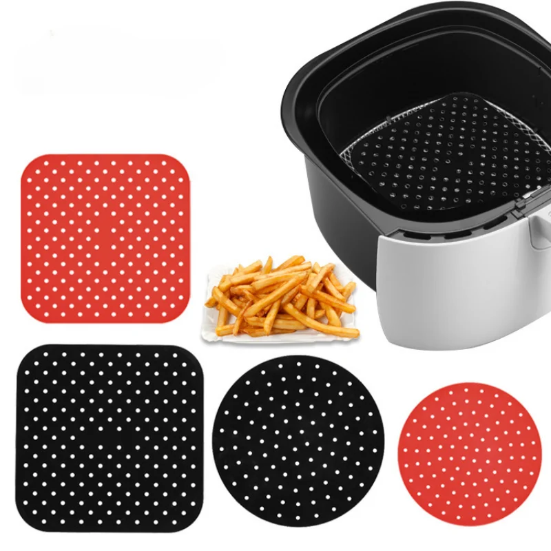 Air Fryer Reusable Silicone Base Mat Square Round Pot Liner Kitchen Accessories Pastry Tools Bakeware Oil Cake Grilled Basket