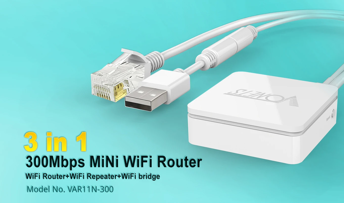 VONETS 2.4GHz Portable WiFi Router Repeater Wireless Bridge Ethernet Adapter Signal Extender for Hotel TravelPrinter VAR11N-300