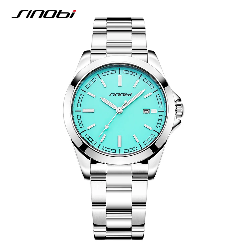 SINOBI High Quality Men\'s Quartz Watches Original Design Man\'s Casual Wristwatches Calendar Stainless Steel Male Clock Best Gift