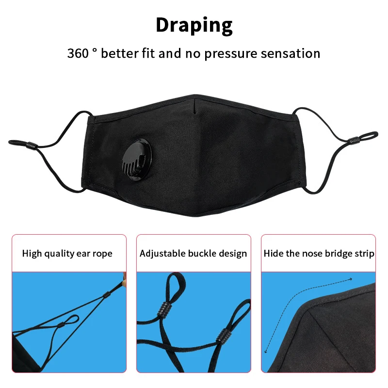 。Unisex Travel PPE Mask Anti-pollution PM2.5 Dust Masks Washable And Reusable Pluggable Gasket Cotton Comfortable And Breathable