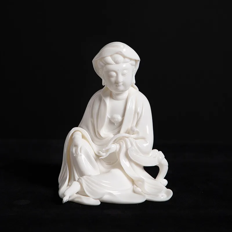 

Ceramic Desktop Ornament for Home Decoration Living Room Entryway TV Cabinet Art Craft Feng Shui Guanyin Statue Small Size