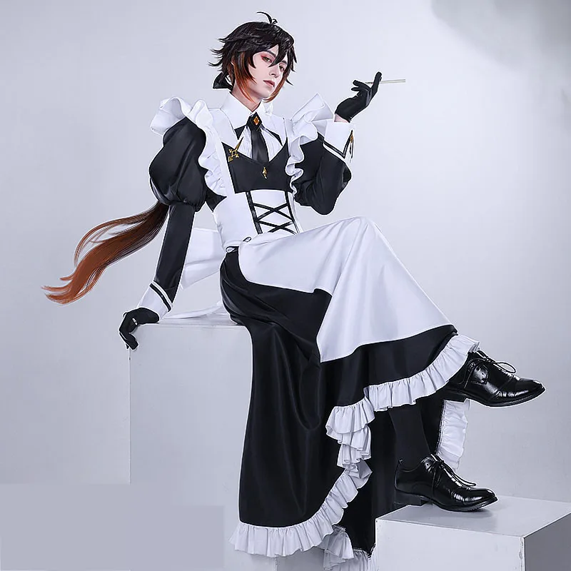 

COSLEE Genshin Impact Zhongli Cosplay Costume Lolita Maid Dress Activity Party Role Play Clothing Uniform Halloween Carnival