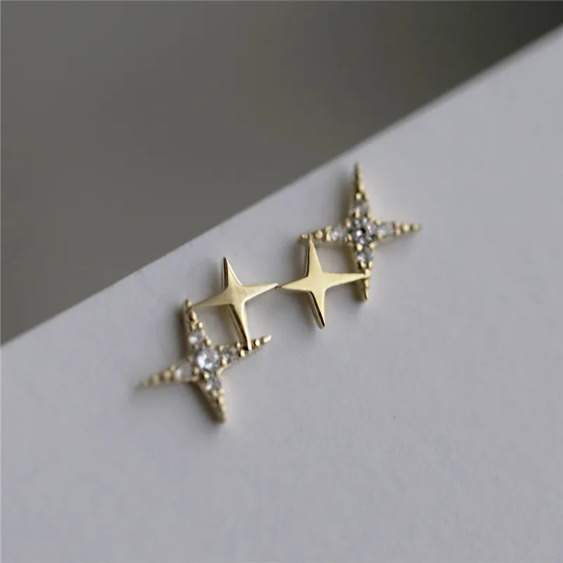 

Charm 925 Sterling Silver Star Shape Cubic Zircon Crystal Stud Earrings For Women Girls Anniversary Party Fashion Jewelry Gifts