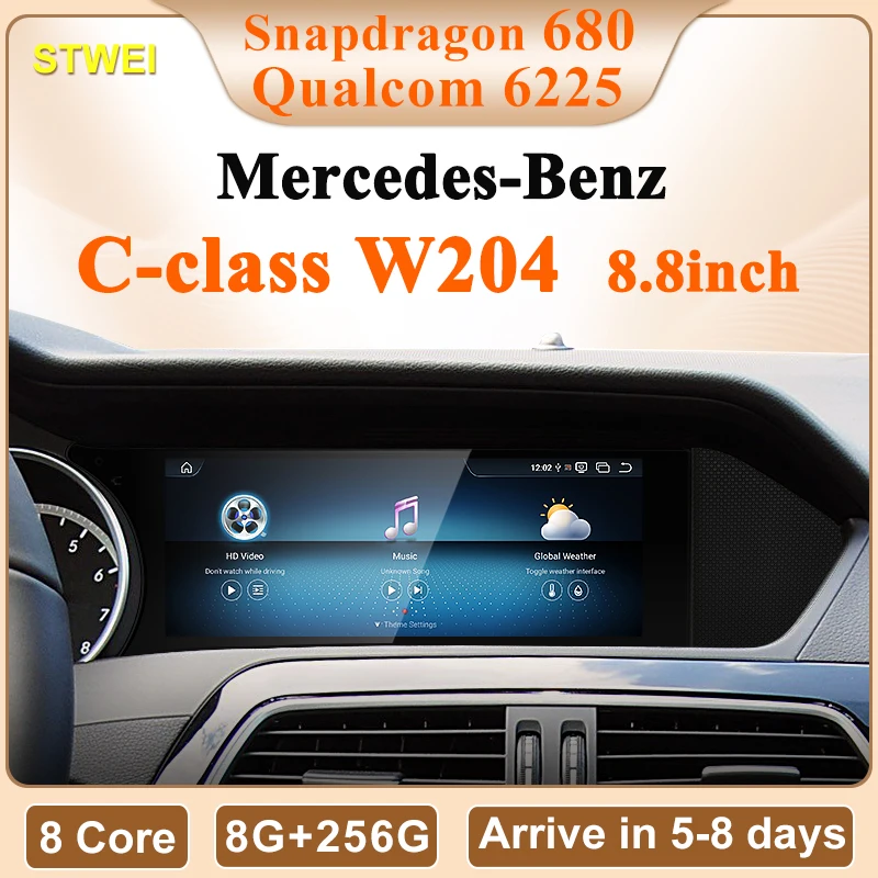 STWEI 2025 Neues Qulacomm Snapdragon 6225 Android 13 Wireless AUTO für Mercedes Benz C-Klasse 11–15 W204 S204 Intelligentes System